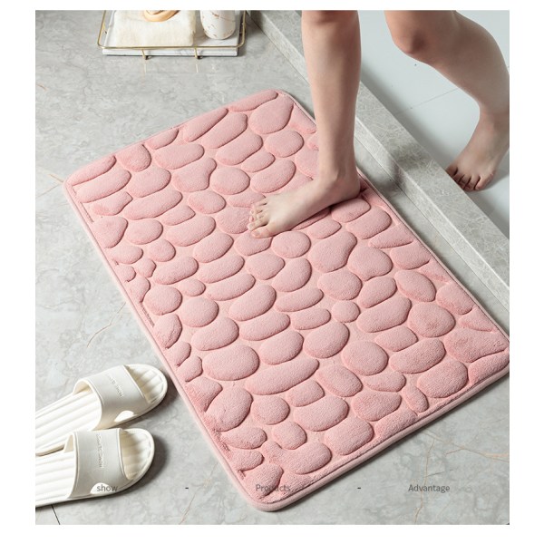 Pink 50*80cm skridsikker skumbademåtte, absorberende maskinvaskbar bademåtte, maskinvaskbar, brusebadsmåtte til badeværelse D