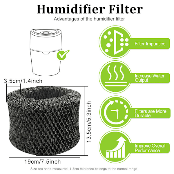 2-pack Luftfuktarfilter FY2401 FY2401/10 Kompatibla med Philips HU4801, HU4802, HU4803, HU4811, HU4813, Ersättning Svart