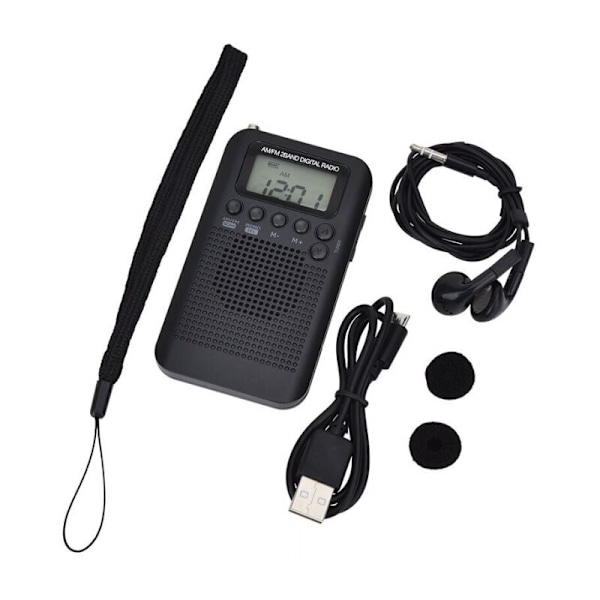Bærbar radio mini lommeradio med FM/digital høyttaler stereo DSP-mottaker med vekkerklokke og timer for hus og utendørs Personlig radio med EC