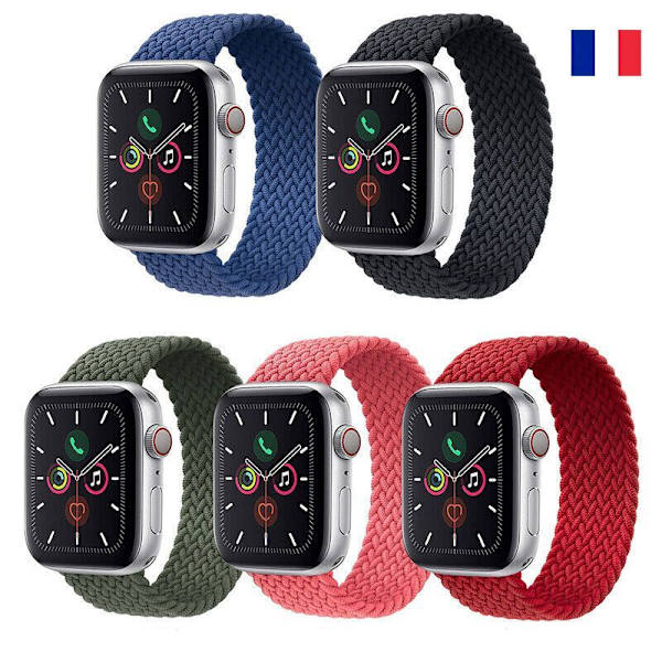 Band för Apple Watch 42mm/44mm/45mm/49mm Series Ultra 8 SE 7 6 5 4 3 2 1 - Midnatt Grön Vävd Enkel Loop - Storlek S