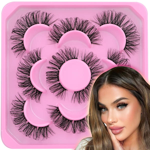 Mink Fluffy Wispy Falska Ögonfransar 20mm Dramatiska Faux Mink Ögonfransar D Curl Långa Falska Ögonfransar Pack Ser Ut Som Förlängning