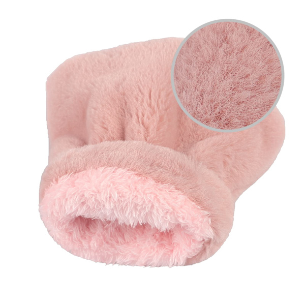 Dame Vinter Varm Vinter Kørsel Skrivning Handsker Komfortable Pels Varm Halv Finger Handsker Hånd Slid Blød Kunstig Pels (Pink)