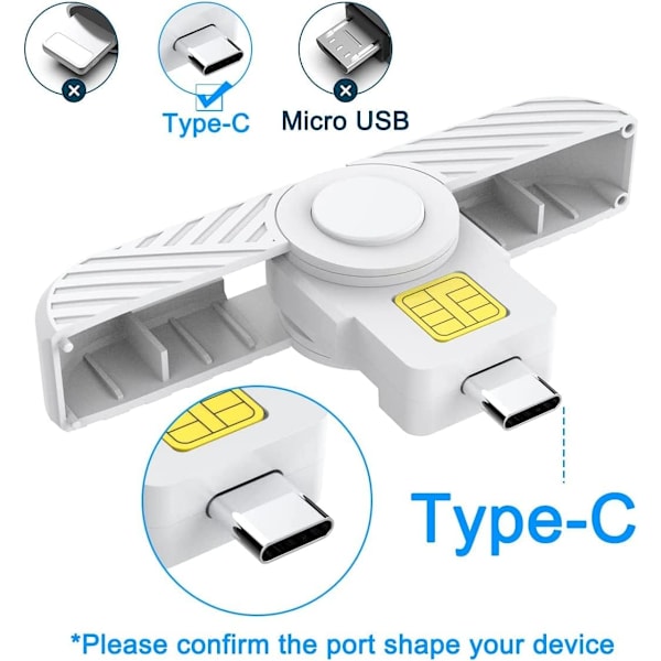 CAC Typ C-läsare, DOD Military USB C Common Access CAC-kortläsare, USB Smartfold Typ C Smart Card Reader PIV CAC-läsare kompatibel med Windows,