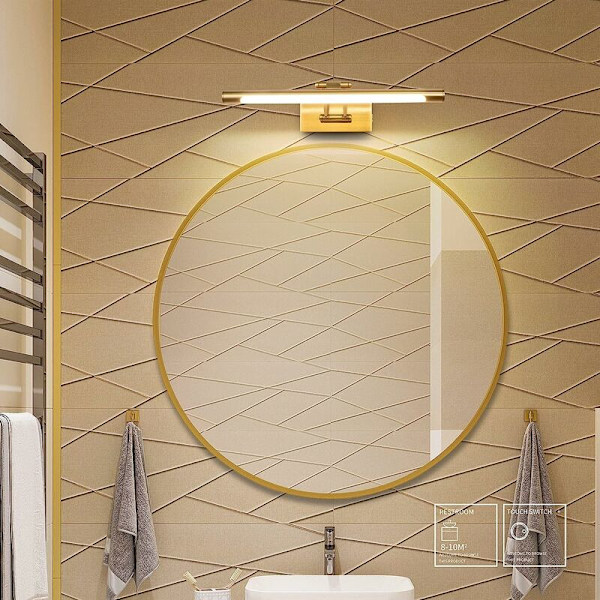 8W dimbar vägglampa inomhus, LED-badrumsspegel vägglampa med svängbart huvud läslampa, 3000K för bilder och ljusarmaturer (mässing 640LM, 40