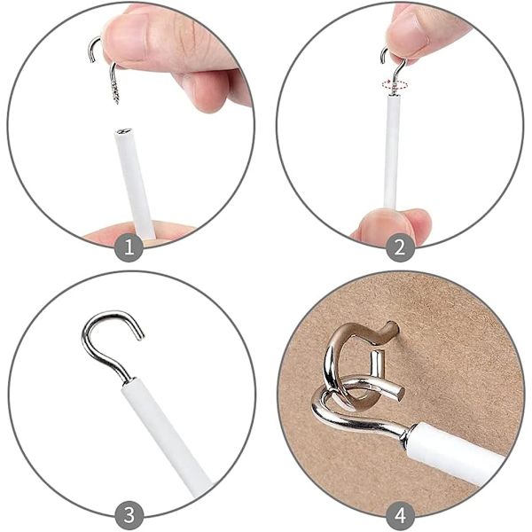 6 meter gardinkabel med 8 par kroker og øyne, multifunksjonell voile-kabel, klipp til ønsket størrelse, perfekt for å henge opp gardiner og bilder