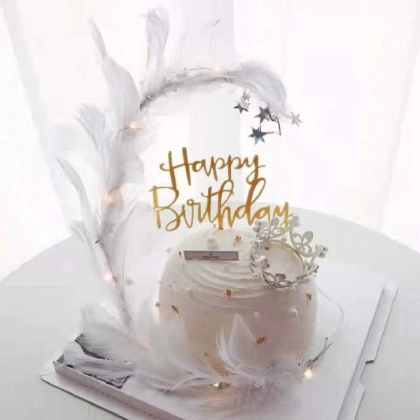 12-pack (guld, roséguld, silver, blå*3) Happy Birthday Cake Topper, Akryl Glitter Cupcake Topper för födelsedagstårta Dekorationer