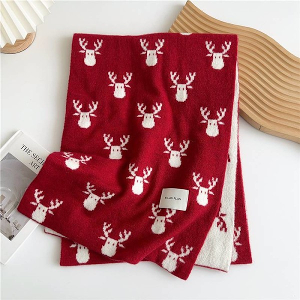 Strikket skjerf for kvinner, unisex julevarmt vinterskjerf for menn