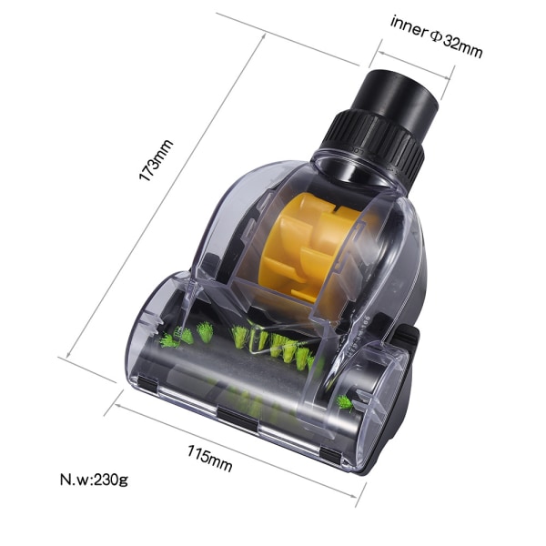 Turboborste (32 mm), lämplig för dammsugare med en innerdiameter på 32 mm, universell dammsugare för smuts- och djurhårborttagning Mini turbof