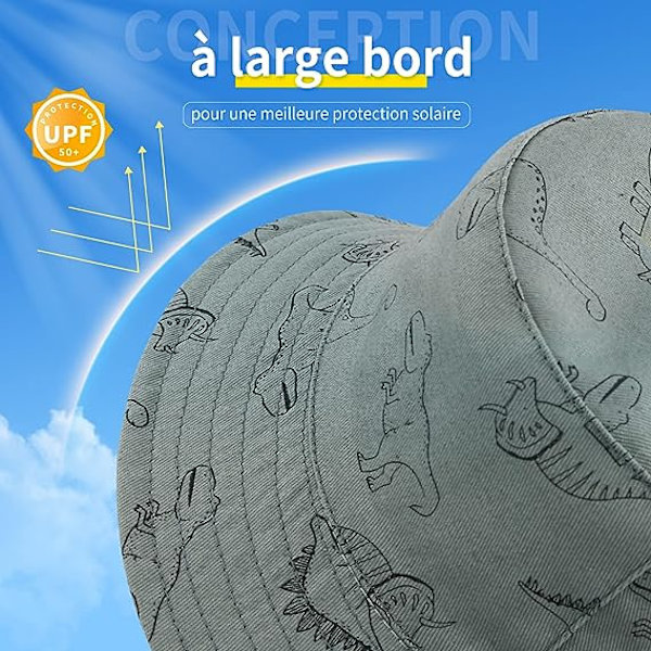 Blå tåke SEYUFN Bob solhatt baby gutt bred brem bøttehatt baby jente justerbar bomullshatt UV-beskyttelse sommerhatt for barn
