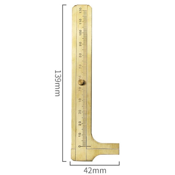Kannettavat messinkiset vernier-työntömitat, retro metallinen viivain kaksoisasteikolla mm/tuuma 0-120mm