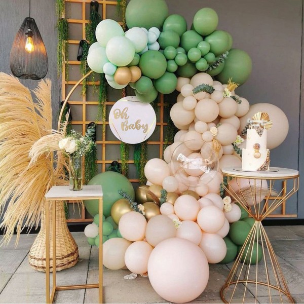152 vintage vihreää ilmapallosettiä, juhlakoristeita, syntymäpäiväjuhlia