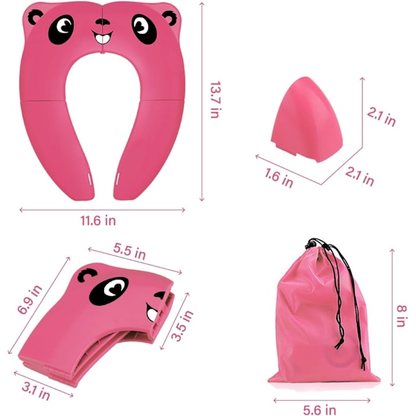 Baby Toiletsæde Reducerer - Rejse Foldbar Toiletsæde Bærbart Pottesæde Til Baby Børn (Pink)