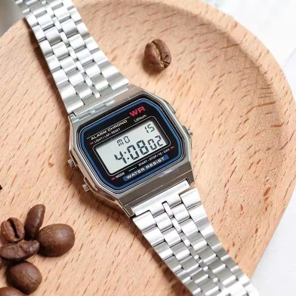 Stålband LED elektronisk watch guld och silver ultratunn elektronisk watch(roséguld)