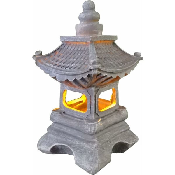 Japansk utendørs hagelykt, solar utendørs dekorativ hage Zen statue pagoda lykt, kreativ gave vintage håndverk, solar lys dekorasjon La