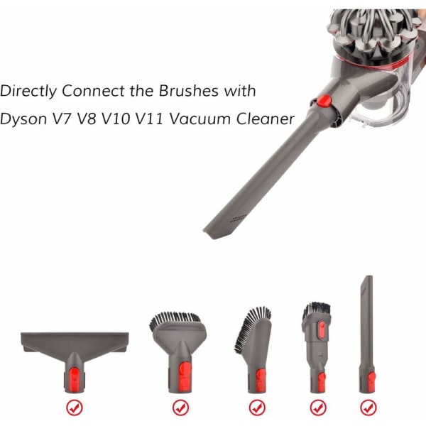 Munstyckesborste Tillbehörssats med förlängningsslang för Dyson V7 V8 V10 V11 V11 SV10 SV11 SV14 Dammsugare, Snabbfrigörande Rengöringsverktygssats för Hom
