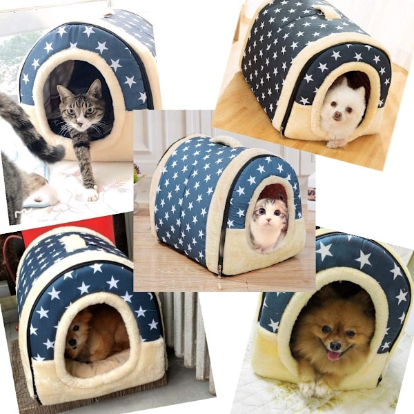Mjuk och varm kattbädd vinter soffa bo, bärbar igloo husdjur hus för katter, mini liten hundbädd, husdjursbädd för katt, kattunge, valp och kanin 35X30cm