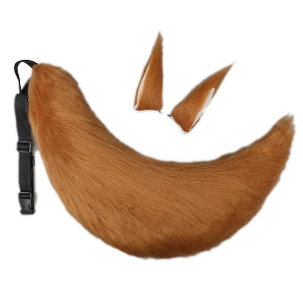 Pels Hodeplagg Dyr Ulv Ører Hale Sett Cosplay Kostyme Hår Tilbehør(gul)