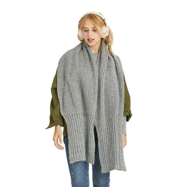 Vinter uld ensfarvet tørklæde strikket alsidigt dekorativt tørklæde