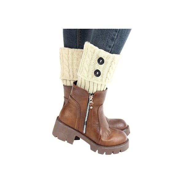 Lyhyet sukat neulottu trendikkäillä napeilla naisille, leggingsit tytöille - beige