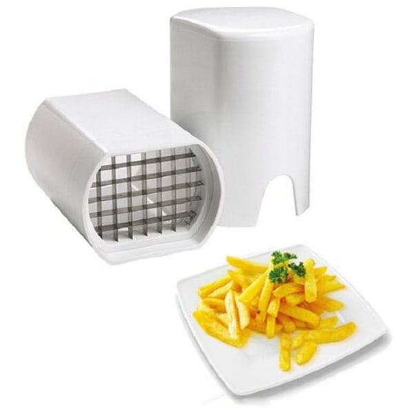 Pommes frites-skärare, manuell pommes frites-skärare, professionell pommes frites-skärare, potatisskärare för pommes frites, pommes frites-skärare i rostfritt stål (vit)