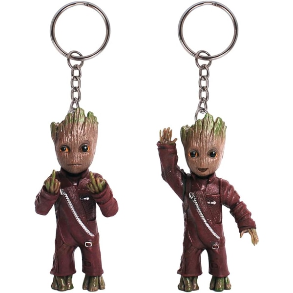 Baby Groot avaimenperä, 2 kpl sarjakuvaavaimenperä, 3D Kid avaimenperä, kuva