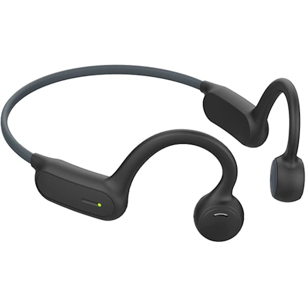 Trådlösa hörlurar med öppen öra och luftledning, Bluetooth, mikrofon för löpning, träning, körning (svart)