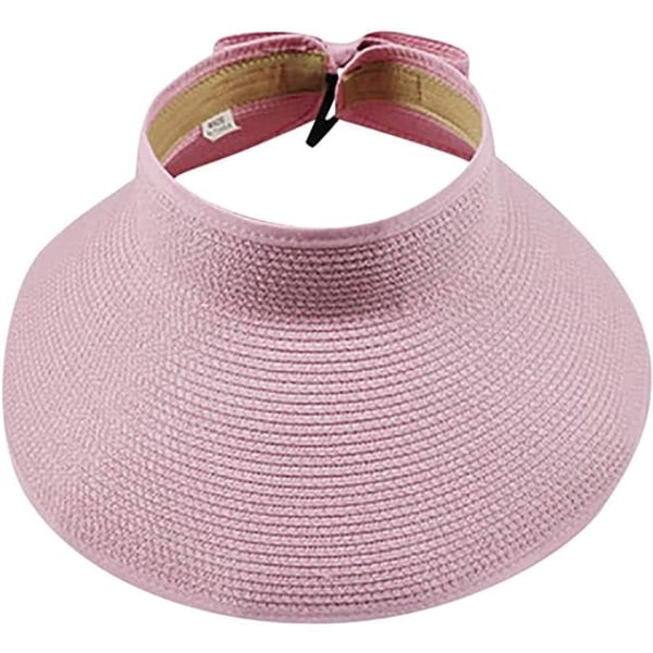 Rosa - Sommar Dam Halm Solhatt Strand Solhatt Huvudduk Solhatt Solskydd Andningsbar UV-skydd Hopfällbar Sommar Strand Casual Resa