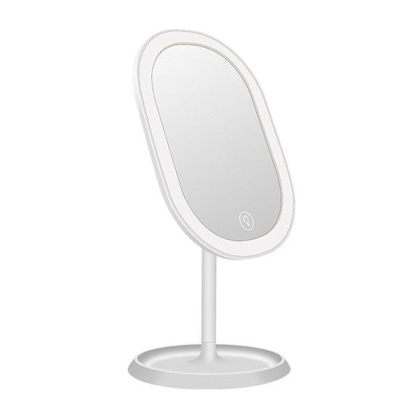 LED-spegel, smarta ljusinställningar och USB-laddning, hopfällbar bordspegel vid 180 °