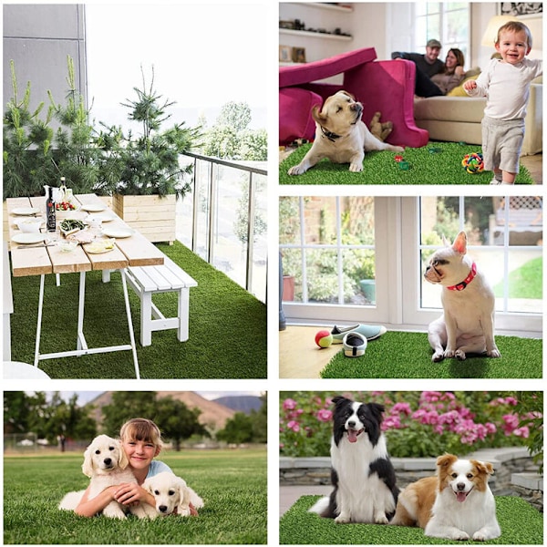 Kunstig hundegress for hund, kunstig plenmatte for å lære valpen renslighet, vaskbar plenmatte, gress for tiss for hundeavfall (50 × 70 cm)