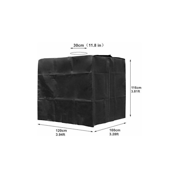 Suojapeite 1000 litran IBC-säiliöön, vesisäiliön suojus, UV-suojattu pölysuoja IBC-säiliön peite, suojapeite (120 x 100 x 116 cm musta)