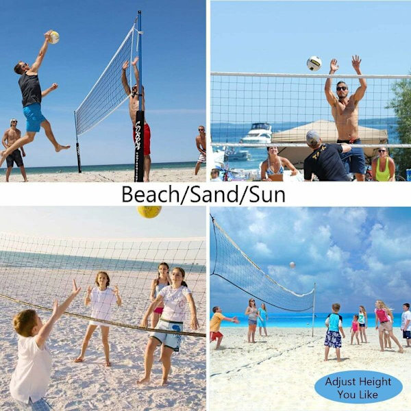 Ersättningsnät för volleyboll - Standardstorlek (9,5 m x 1 m) - Med stålvajer - Förstärkta sidoband - För strand, trädgård, pool, inomhus och utomhus (nät på