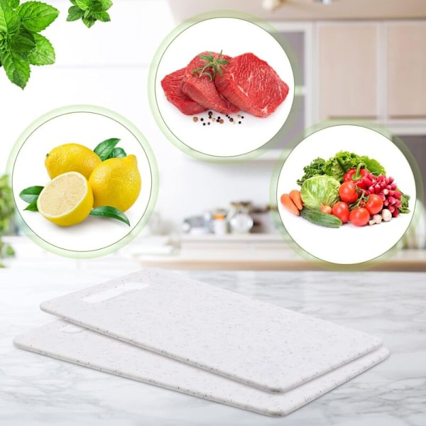2 stycken små skärbrädor för kök, mini skärbräda i plast, diskmaskinssäker, skärbräda i granitfärg, mat, frukt, grönsaker, pr