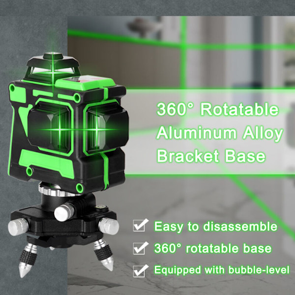 360° roterende støtte for aluminiumslegering med 1/4'' grensesnitt og finjusteringstativ for lasernivå