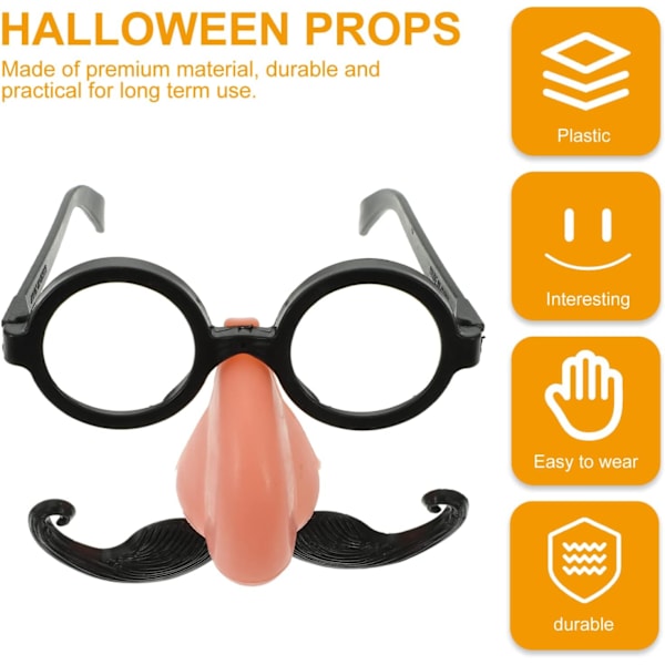 Skæg Ornamenter 2stk Halloween Simuleret Skæg Prop Cosplay Maskerade Fest Sjov Glas Halloween Prank Legetøj Halloween Tilbehør (Sort) Julegaver