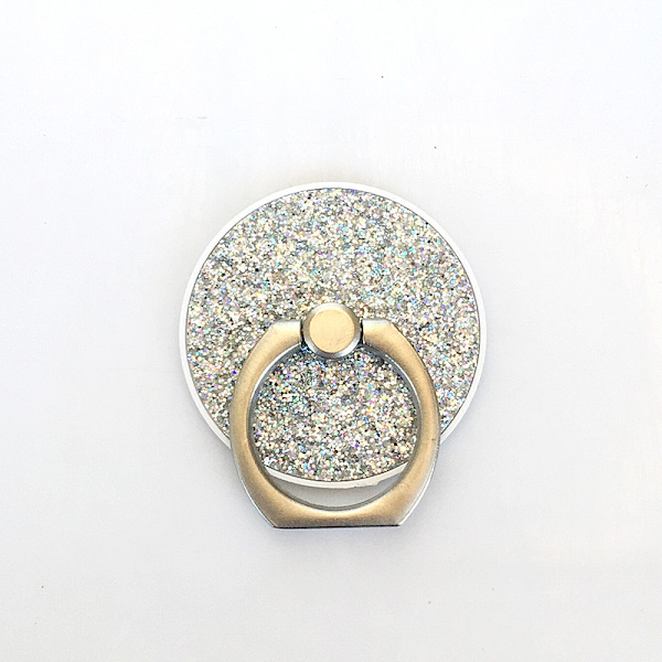 (Silver) 2-pack runda glitter telefonhållare ringar, 180/360 graders rotation, kvinnor/flickor
