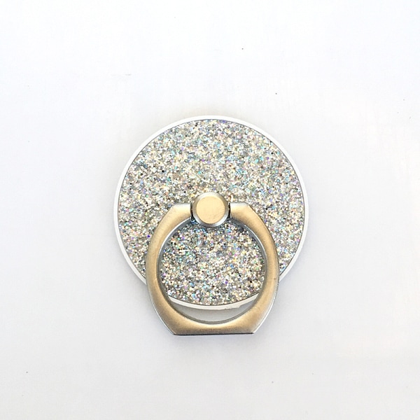 (sølv) 2-pack runde glitter telefonholderringe, 180/360 grader