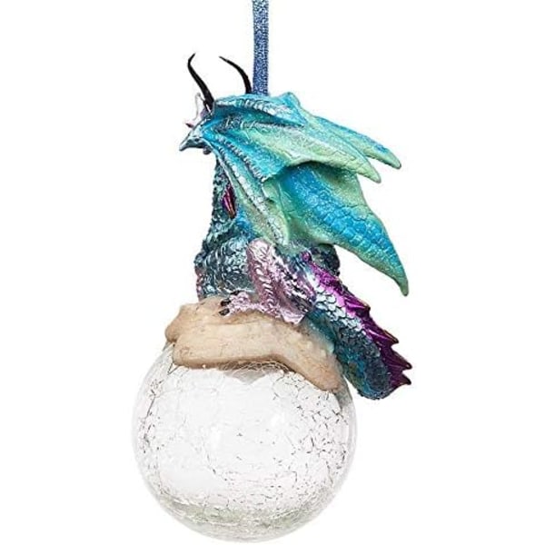 Design Toscano Frost The Gothic Dragon Holiday Ornament Juledekor, 3 tommer bred, 3 tommer dyp, 5 tommer høy, håndstøpt polyresin, fullfarge