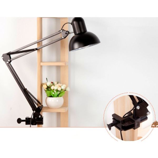 Studielampe Sort, Clip-on arbejdslampe, LED-skrivebordslampe med øjenbeskyttelse