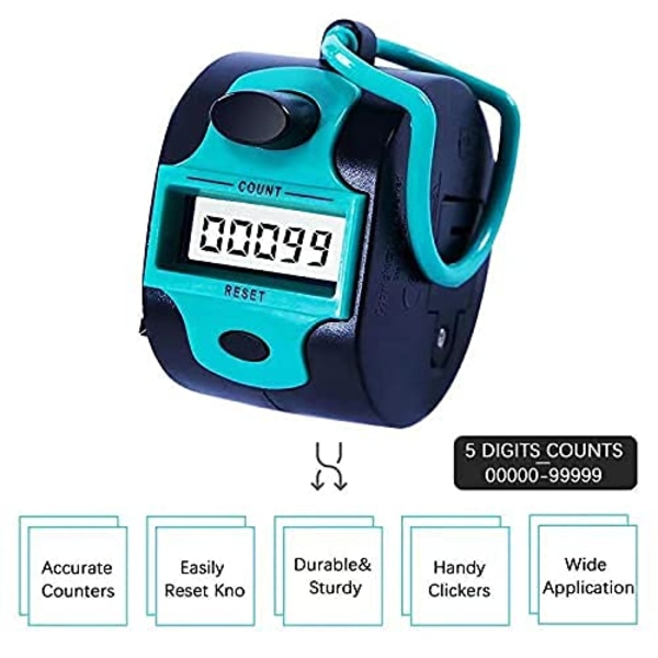 Handy Counter Click Manual Digital clicker Stitch Tally Counters Finger Mechanical Palm Handheld Pitch 5-Digit Electronic Display Click Counter Numb