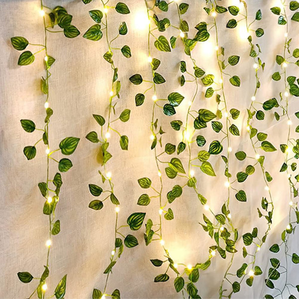 Utomhus solcellslampor, 50LED 5M/16.4Ft Vattenmelonblad ljusslingor 8 mönster utomhus, lämplig för Halloween, jul, bröllop och födelsedag