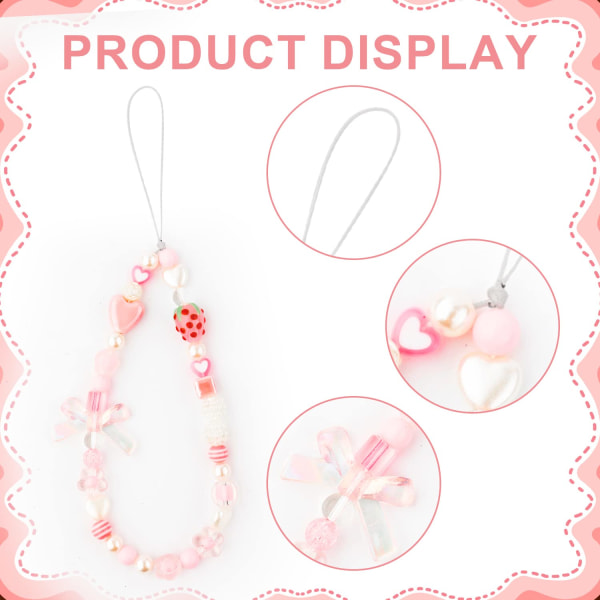 Telefonberlock, Strawberry Cute Mobile Beaded Lanyard Mobiltelefon P