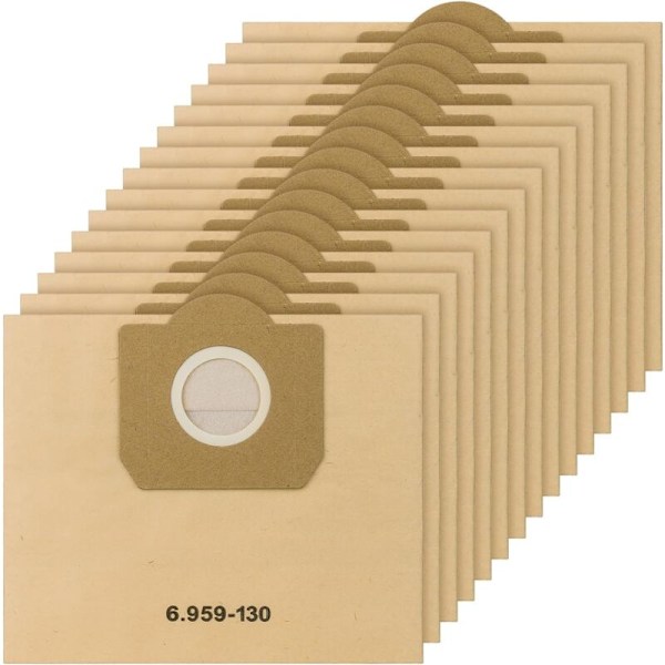 15 kappaleen pakkaus pölynimuripusseja Kärcher 6.959-130.0 -malliin, paperisuodatinpusseja Kärcher-pölynimuriin, WD3 1629 MV3 Premium A2201/2204/2504/2554/2251/2