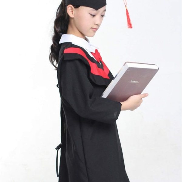 Børn graduation kjole førskole børnehave grad kjole rød hætte