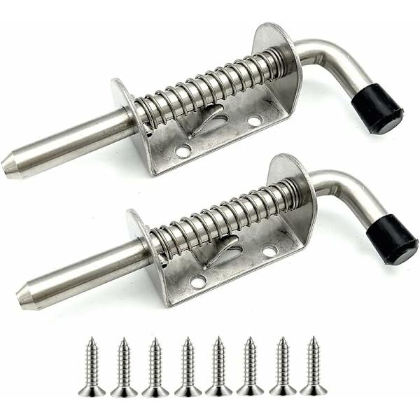 2-pack fjäderbelastad lås i rostfritt stål för garageport, skjul, gård, hönshus (128 mm)