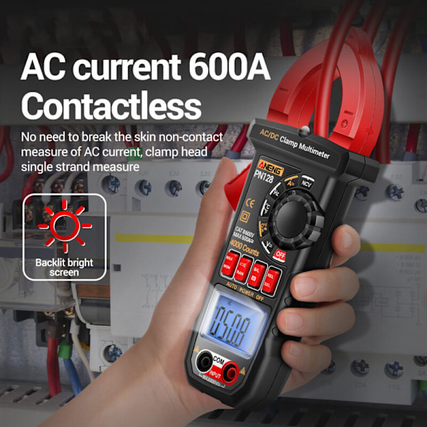 PN128 Ampeerimittauspihdit 4000 lukemaa 600 A AC/DC Yleismittari Sähkötesteri True RMS Multimetri Digitaalinen Multime