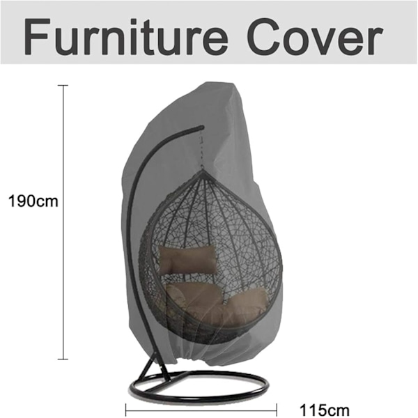 Ripustusnojatuolin suojus Puutarha Rattan Wicker Vedenpitävä Ripustusnojatuolin suojus Muna Liukukangas Tuoli Veden- ja pölynkestävä - 190 X 115cm (Musta)
