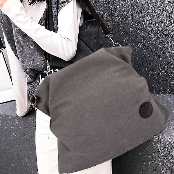 Canvas Messenger Bag Axelväska, Grå Fritid Mode Konstnärlig Canvas Väska