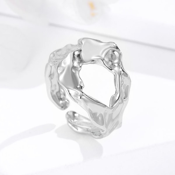 Uregelmessig lava ring for kvinner S925 sølv hul ring