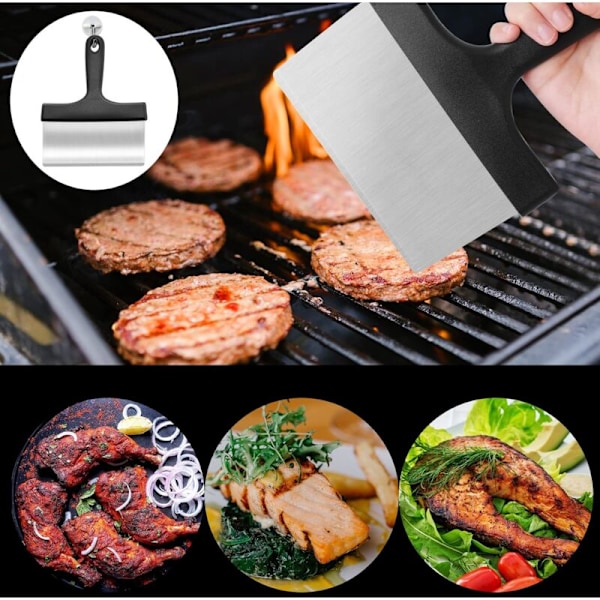 1 stk skrape for, skrape for rustfritt stål riper, skrape med håndtak, rustfritt stål skrape, rengjøringsverktøy for skrape av grill