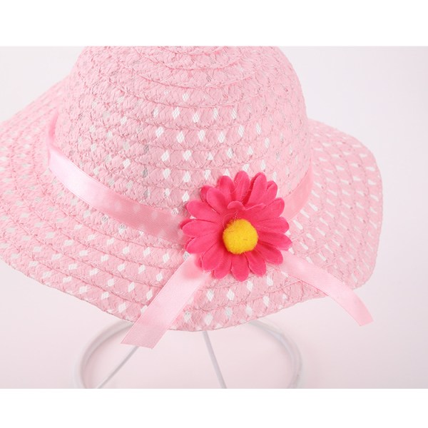 Baby flicka blomma gräs hatt (hatt omkrets 52-54cm, gul), söt blomma solhatt, sommar strandhatt, baby flicka gräs hatt, småbarn strandhatt set, o